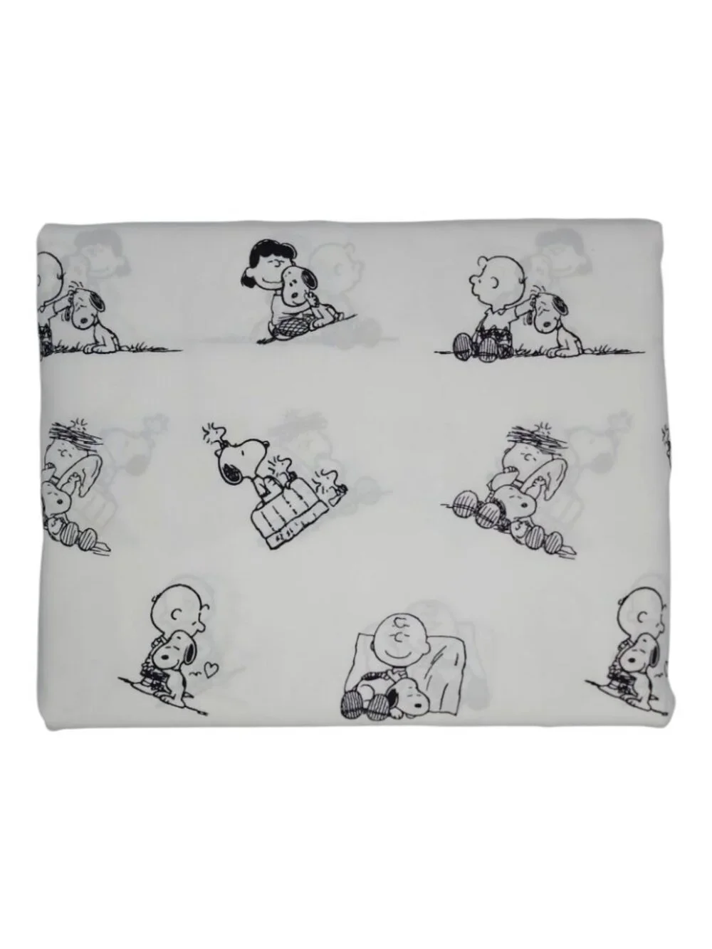 Peanuts Queen Size Sheet Set By Berkshire Snoopy & Friends Design Black & White